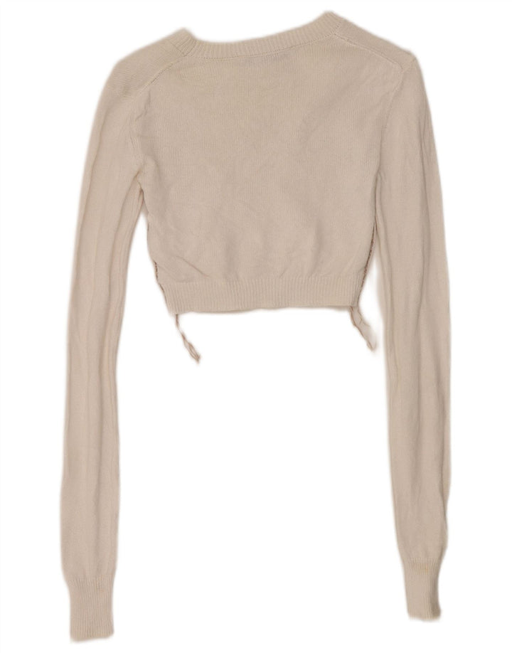 Zara Dame Crop Top Langærmet UK 6 XS Hvid