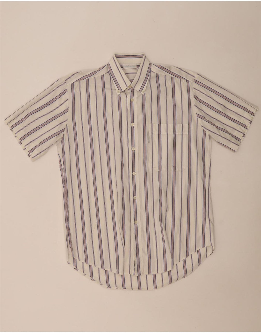 ADIDAS Kortærmet Herreskjorte Størrelse 15 Medium Hvidstribet bomuld