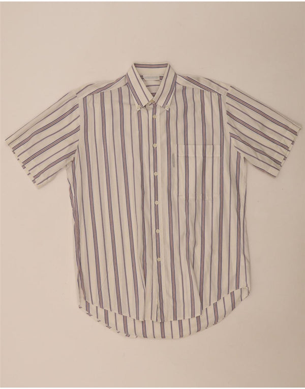 ADIDAS Kortærmet Herreskjorte Størrelse 15 Medium Hvidstribet bomuld