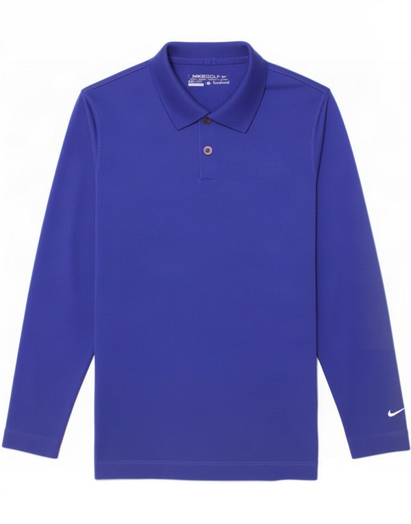 Nike Dri Fit langærmet poloskjorte til drenge 10-11 år mellemblå polyester