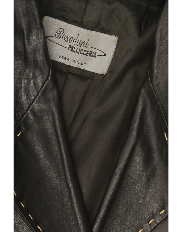 Vintage læderfrakke til kvinder UK 18 XL sort læder