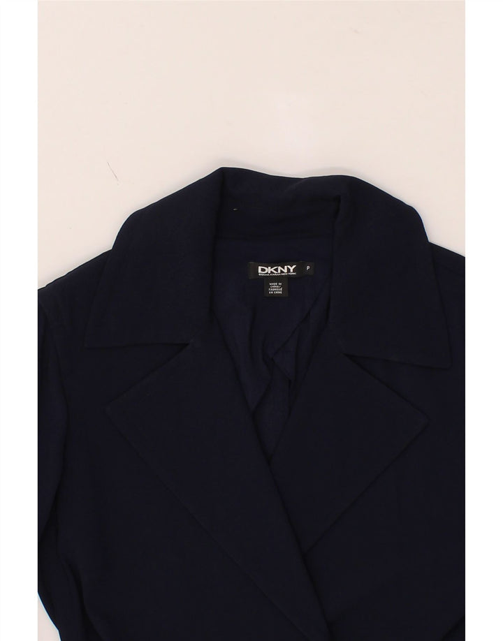 DKNY Womens Double Breasted Coat UK 10 Small Navy Blue Triacetate Vintage Dkny and Second-Hand Dkny from Messina Hembry 