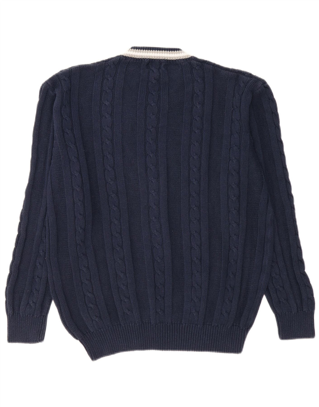 VINTAGE Herre V-hals sweater Stor marineblå bomuld