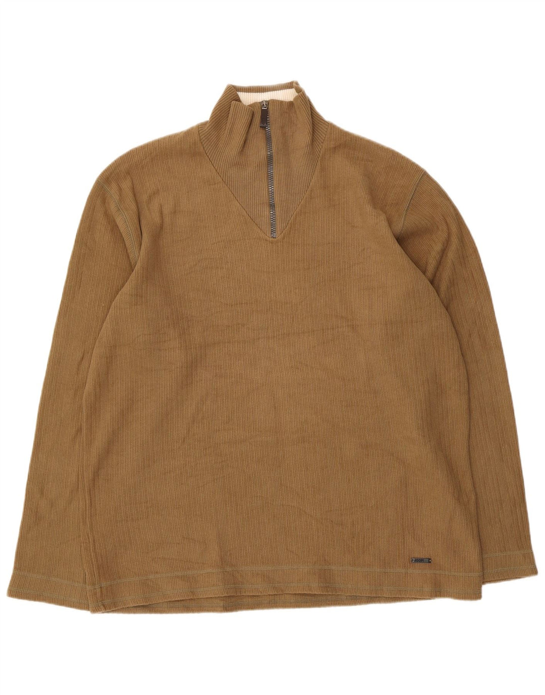 Joop Herre Zip Neck Jumper Sweater XL Brun Bomuld