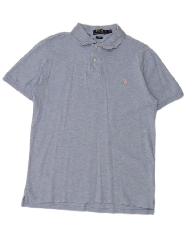 POLO RALPH LAUREN Herre Slim Fit Polo Shirt Large Blue Flecked Bomuld