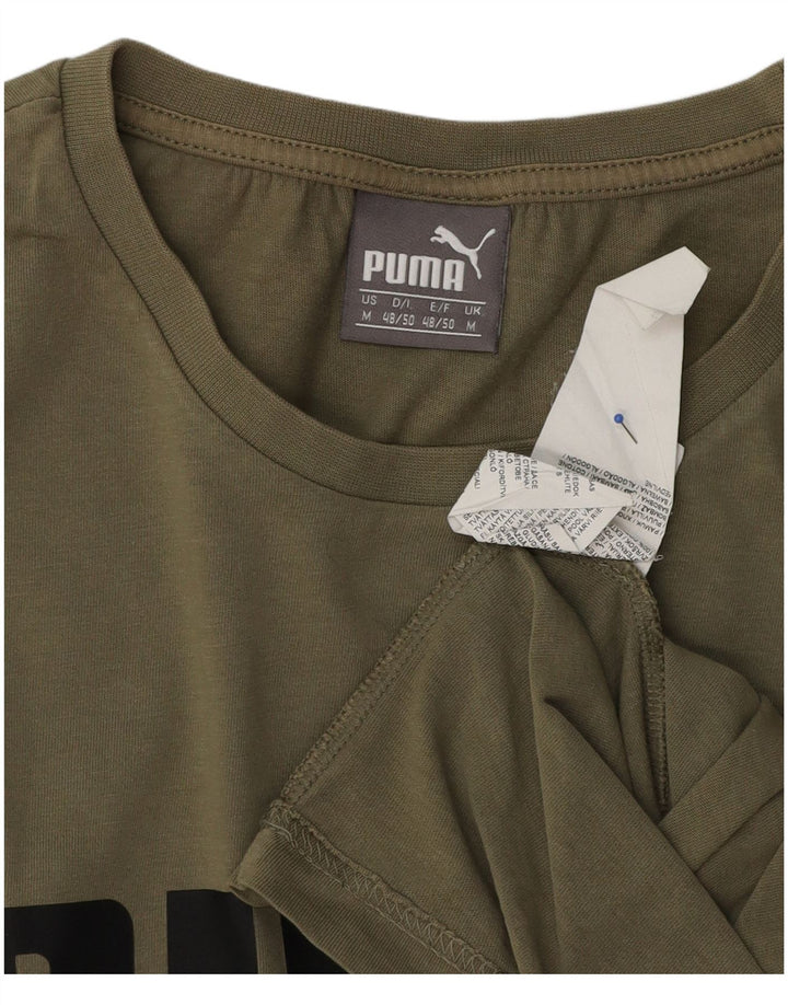 Puma Herre grafisk T-shirt Top Medium Khaki Bomuld