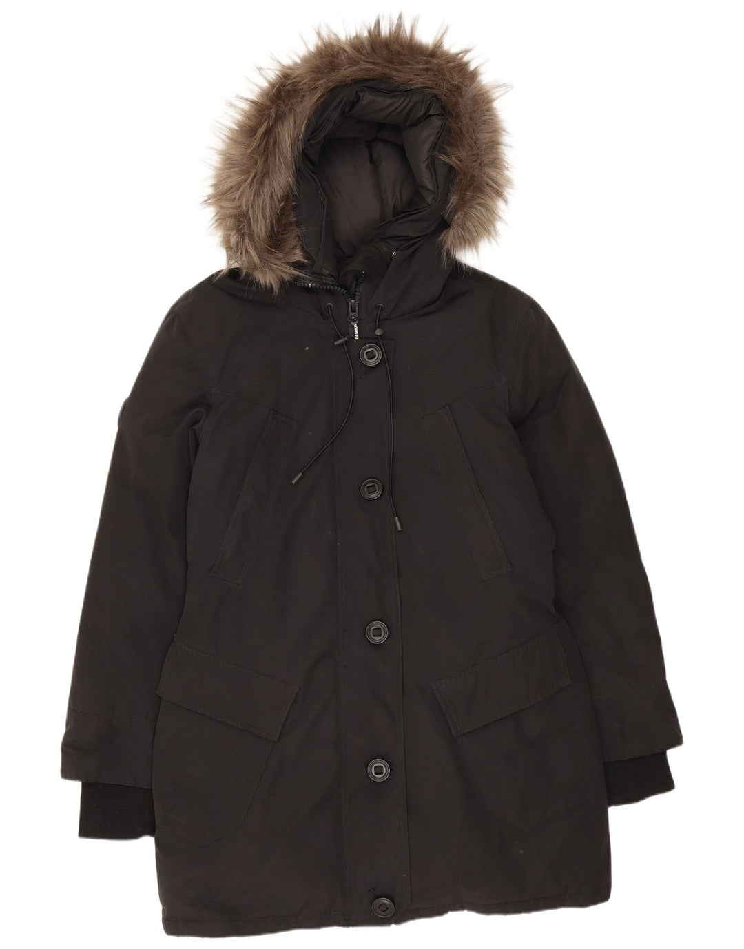 Superdry Womens Oversized hættepolstret frakke UK 10 Lille sort polyester