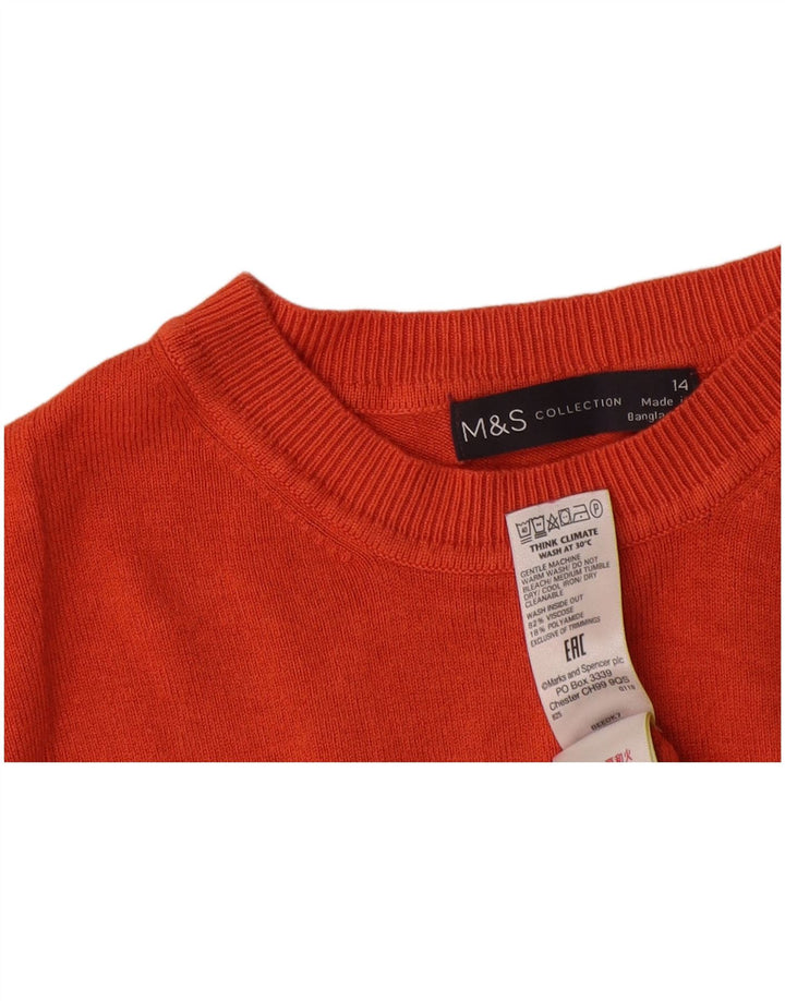 Marks & Spencer Dame Crop T-Shirt Top UK 14 Medium Rød Viscose
