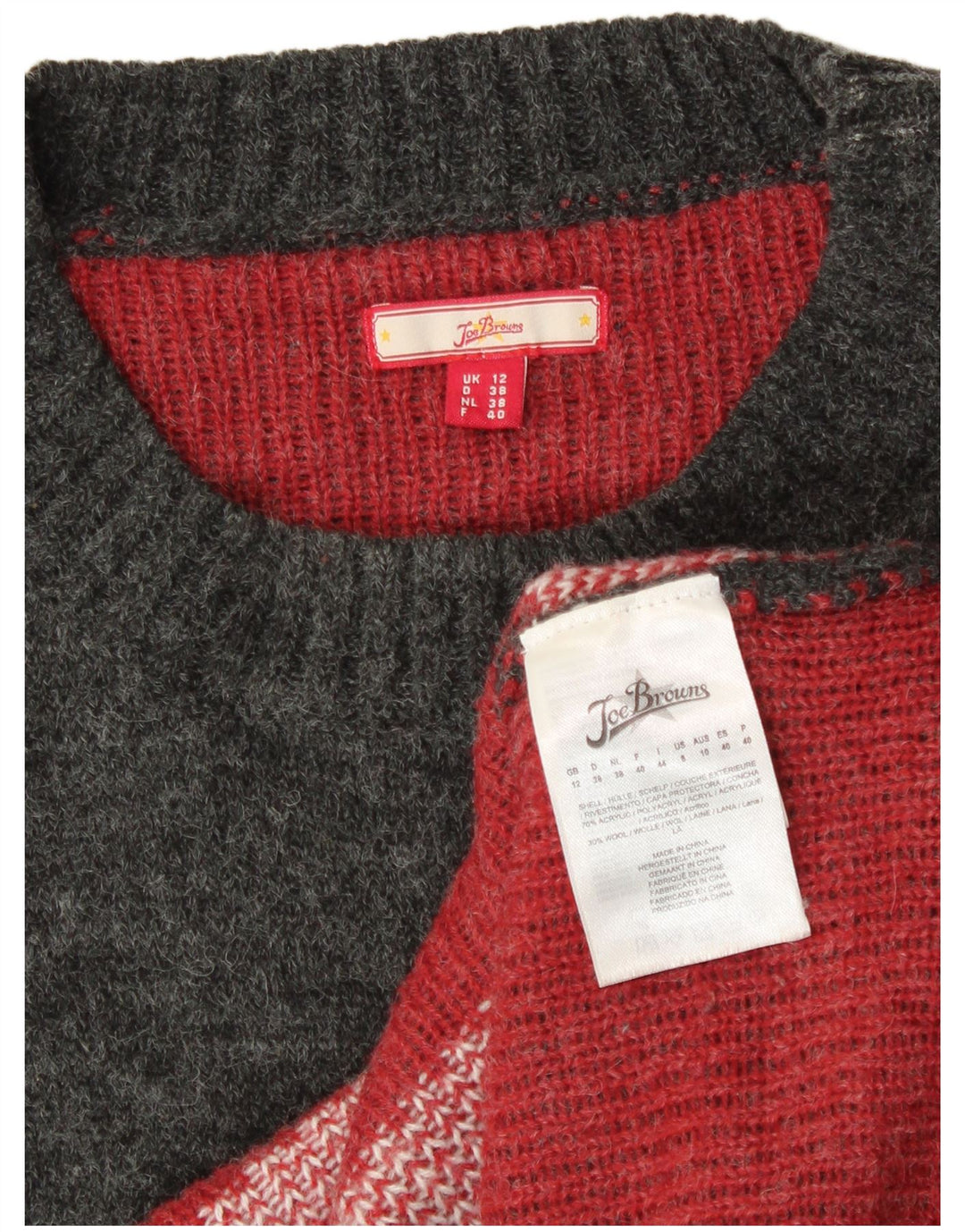 Joe Browns dame sweater med rund hals DK 12 medium grå akryl