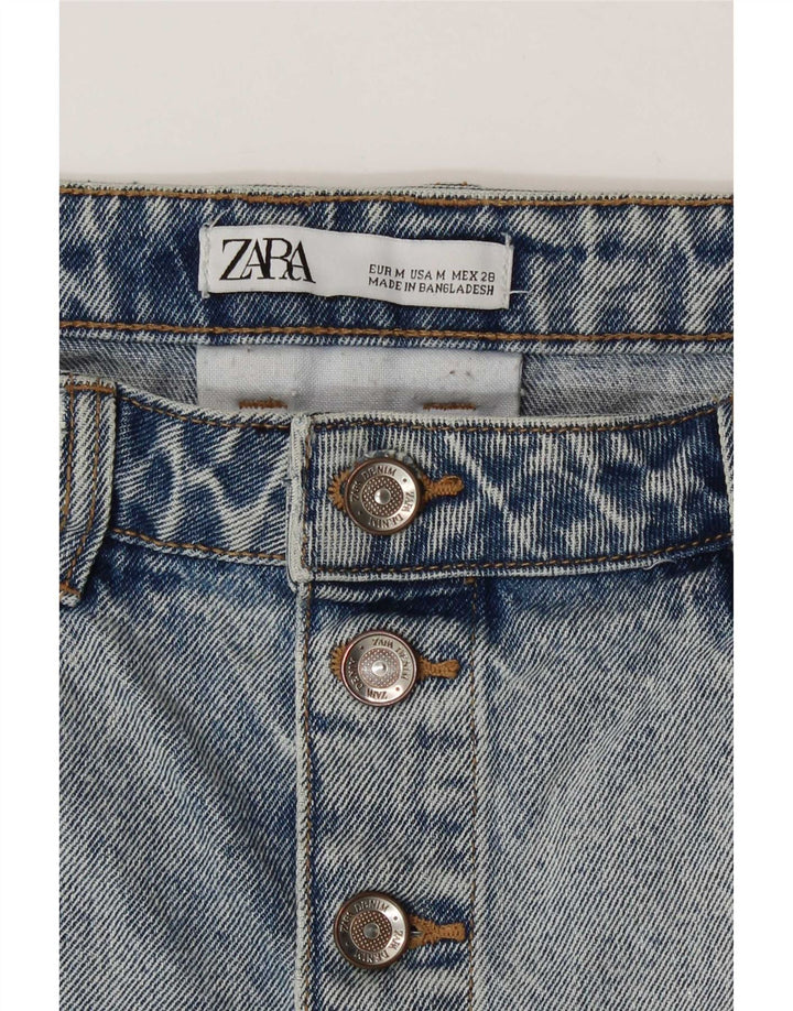 Zara Dame Acid Wash Mini Denim Nederdel Medium W28 Blå