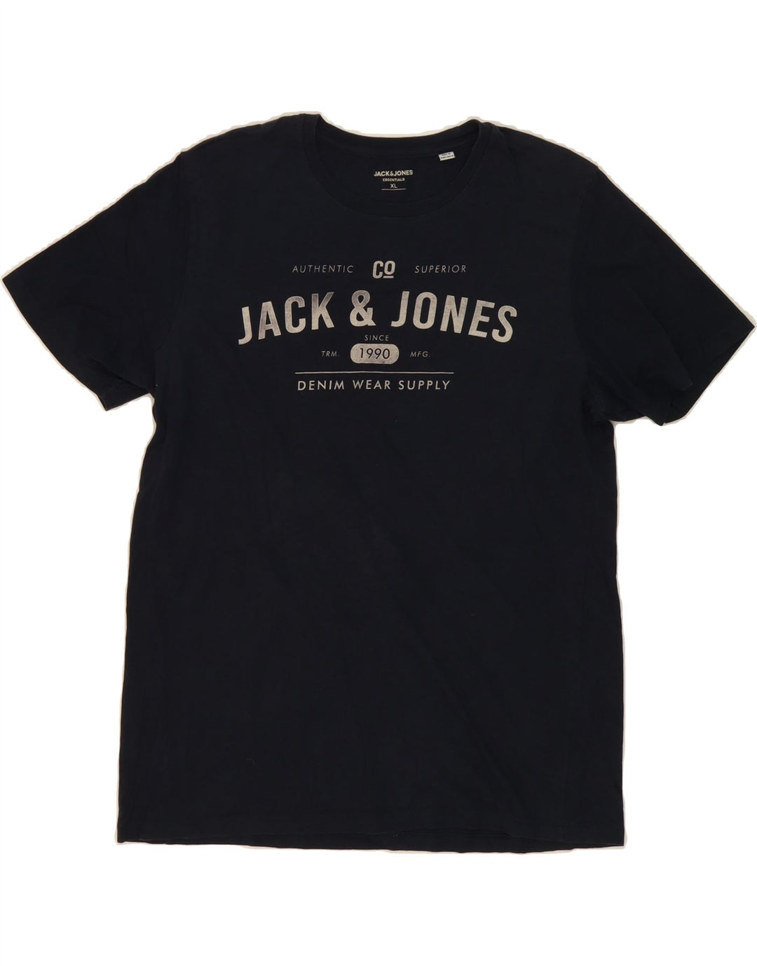 JACK & JONES Mens Graphic T-Shirt Top XL Navy Blue Vintage Jack & Jones and Second-Hand Jack & Jones from Messina Hembry 