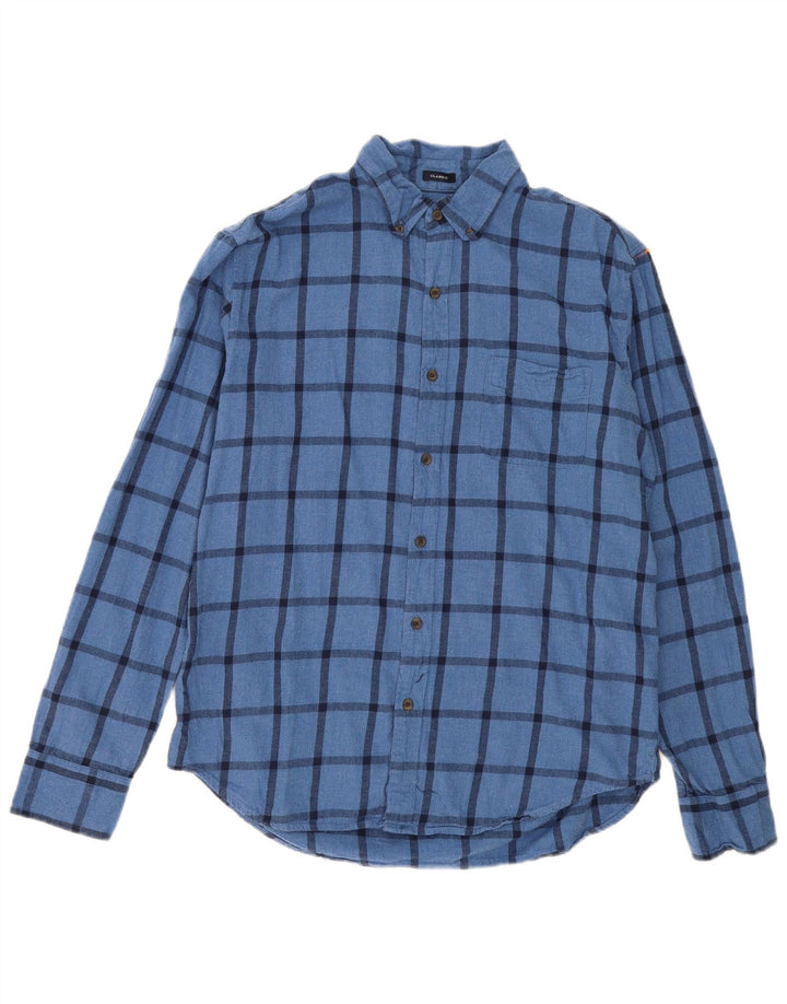 J. CREW Mens Classic Fit Flannel Shirt Large Blue Check Cotton