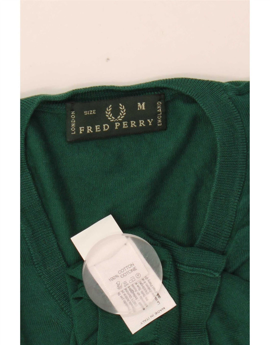 Fred Perry Herre V-hals sweater mellemgrøn bomuld