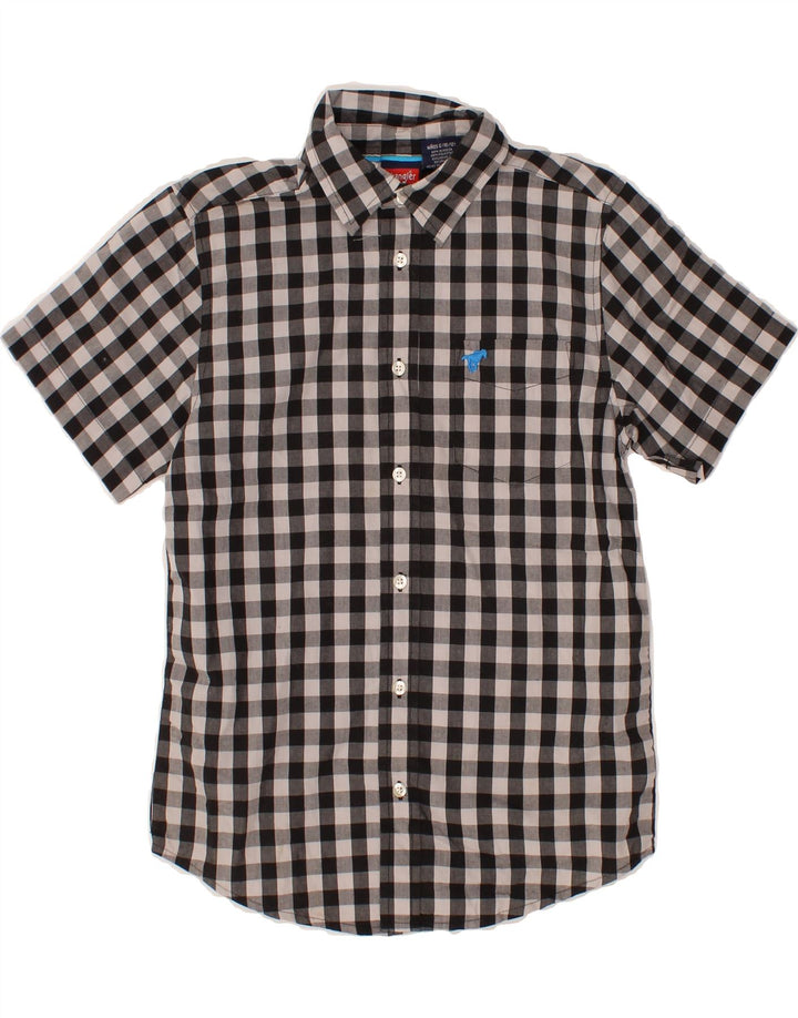 WRANGLER Boys Short Sleeve Shirt 10-11 Years Large  Black Gingham Cotton Vintage Wrangler and Second-Hand Wrangler from Messina Hembry 