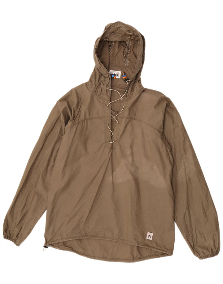 Vintage hættetrøje til kvinder regnjakke UK 14 Medium Khaki Bomuld