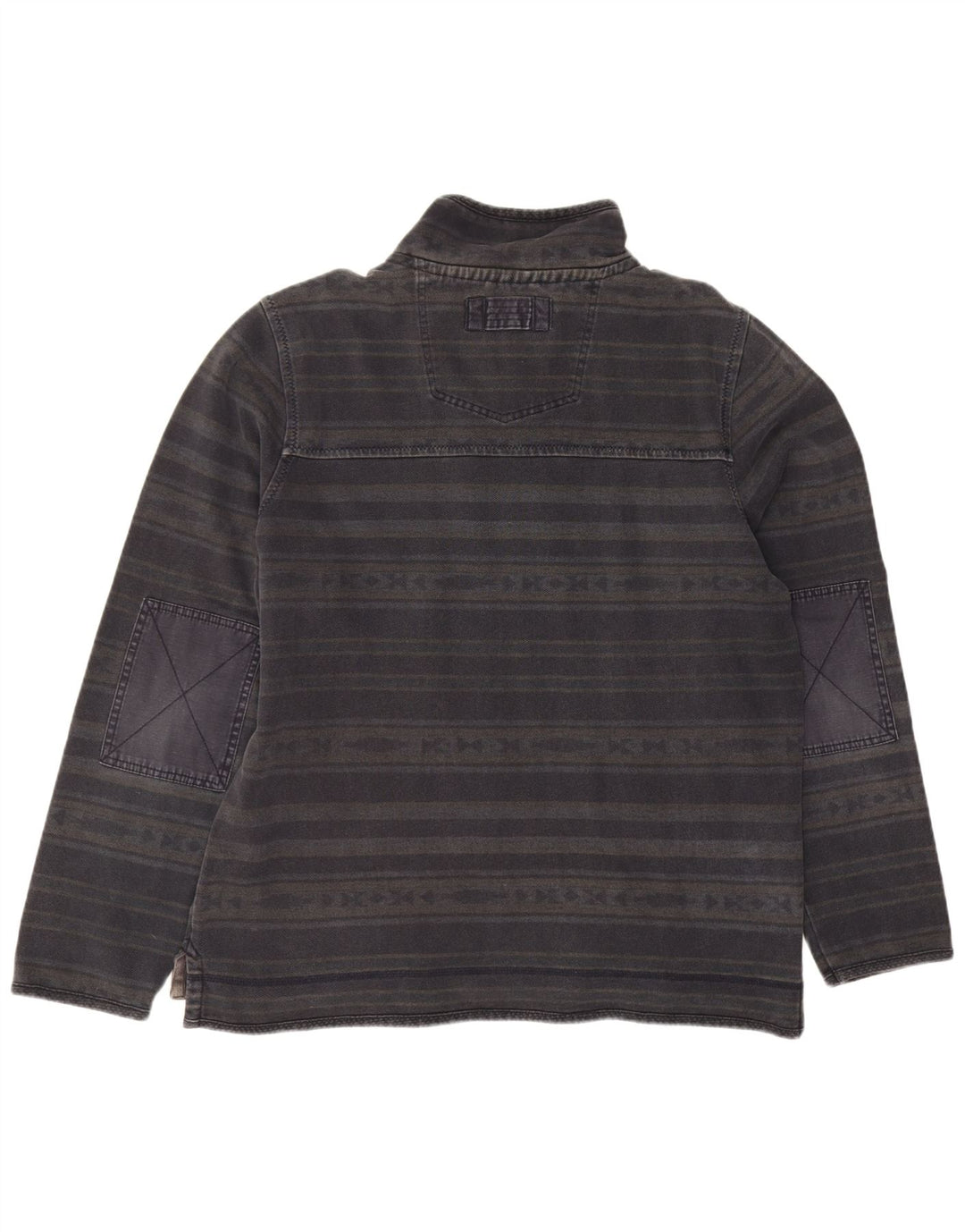 Fedt ansigt herre lynlås-hals sweatshirt jumper stor sort stribet bomuld