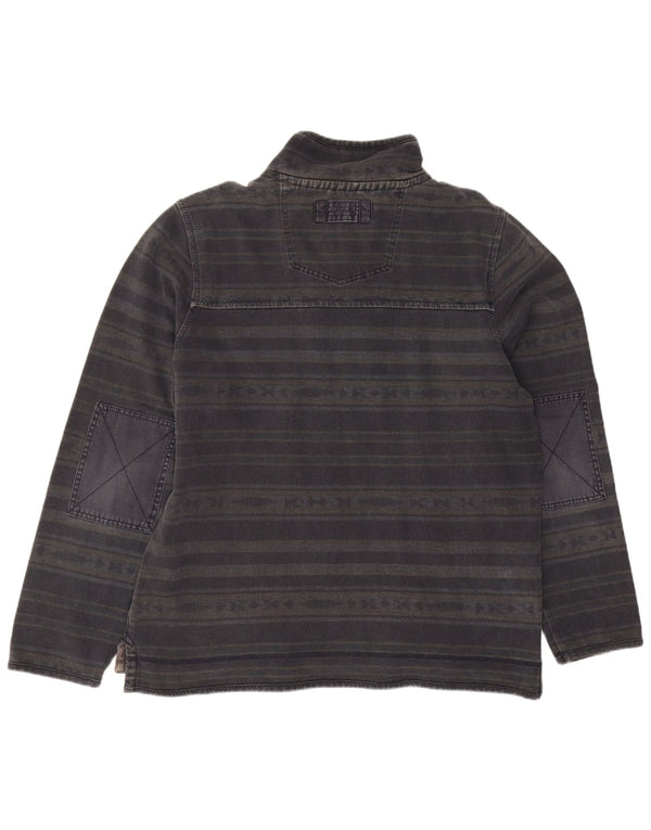 Fedt ansigt herre lynlås-hals sweatshirt jumper stor sort stribet bomuld