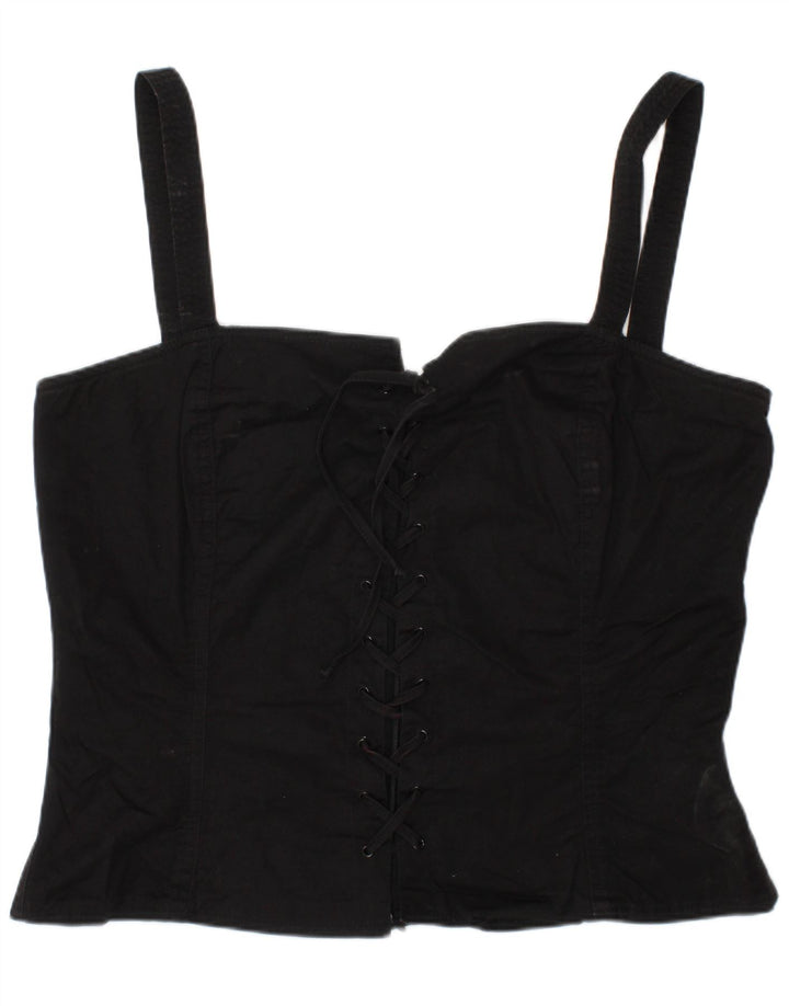 LUISA SPAGNOLI Dame Corset Top IT 46 Stor Sort Bomuld