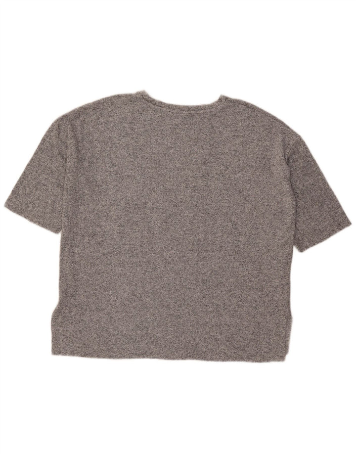 Zara Oversized T-Shirt Top UK 10 Small Grå Flecked Viscose
