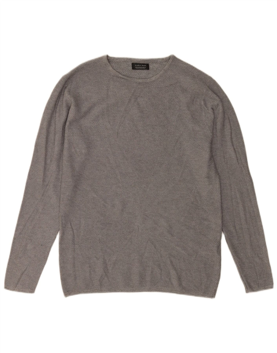 ZARA sweater med rund hals til mænd mellemgrå viskose