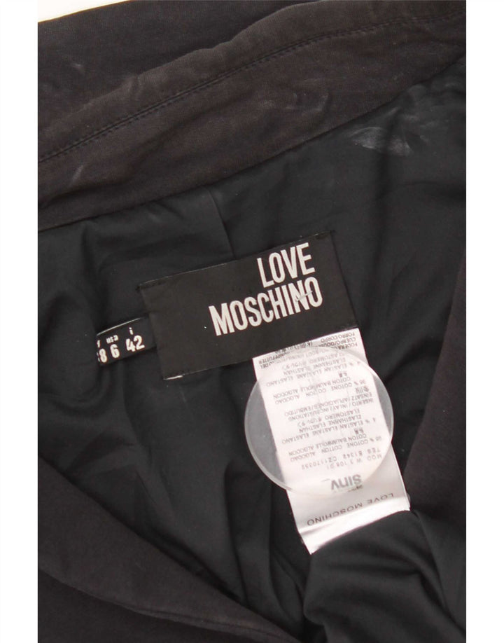 Moschino Womens Crop Graphic 3-knaps blazerjakke UK 10 Small Black