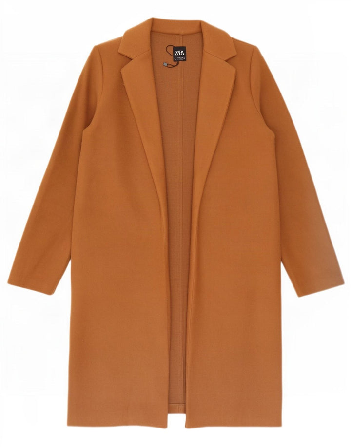 Zara Dame Overfrakke UK 10 Lille brun polyester