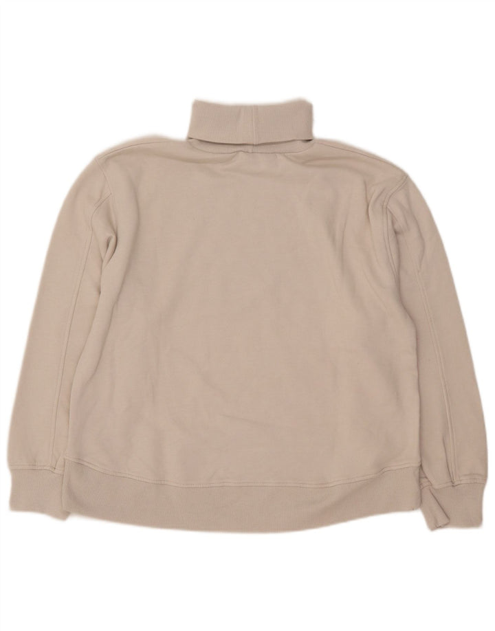 Zara Dame Rullehals Sweatshirt Jumper UK 14 Medium Beige Bomuld