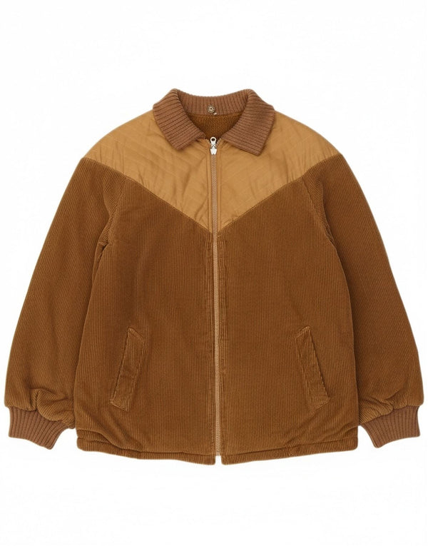 Vintage dame vendbar fløjlsjakke UK 12 Medium Brown Colourblock