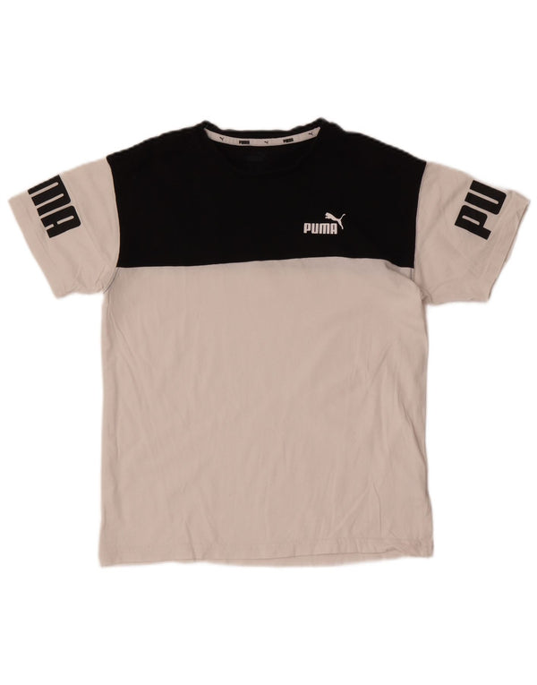 Puma Boys Grafisk T-Shirt Top 13-14 år Hvid Colourblock Bomuld