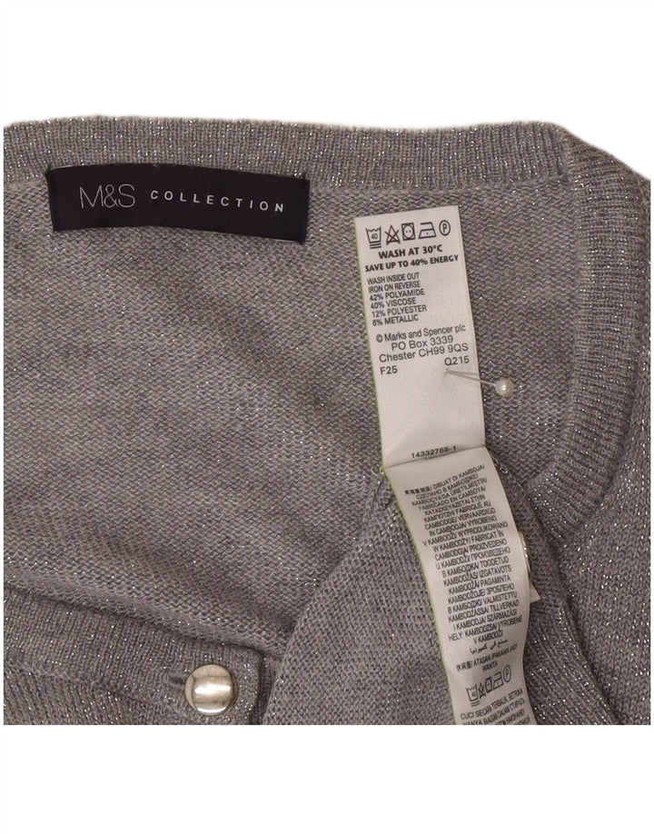 Marks & Spencer Dame Cardigan Sweater UK 20 2XL Grå Polyamid