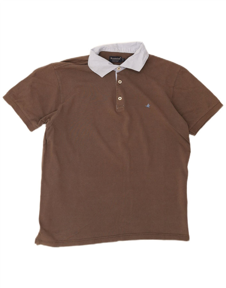 Brooksfield Polo Shirt til mænd IT 52 Stor Brun Colourblock Bomuld