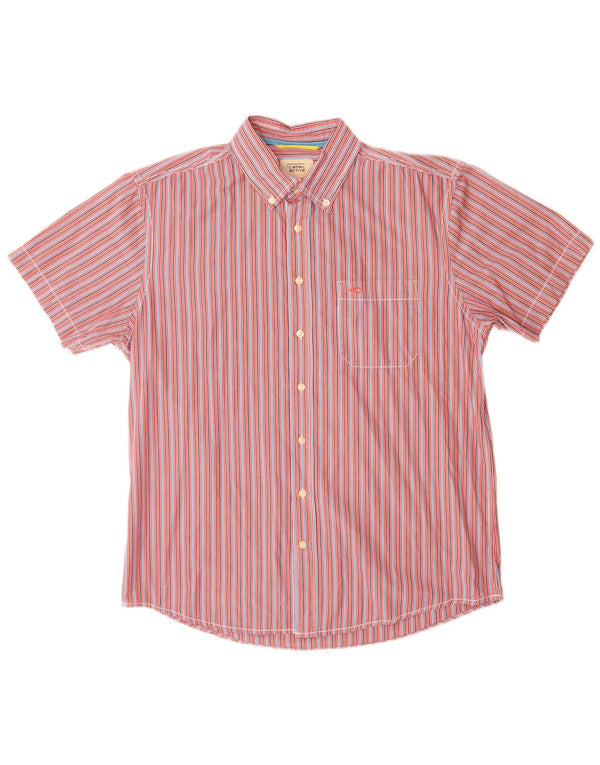 Camel Active Mens Short Sleeve Shirt Large Multicoloured Pinstripe Cotton