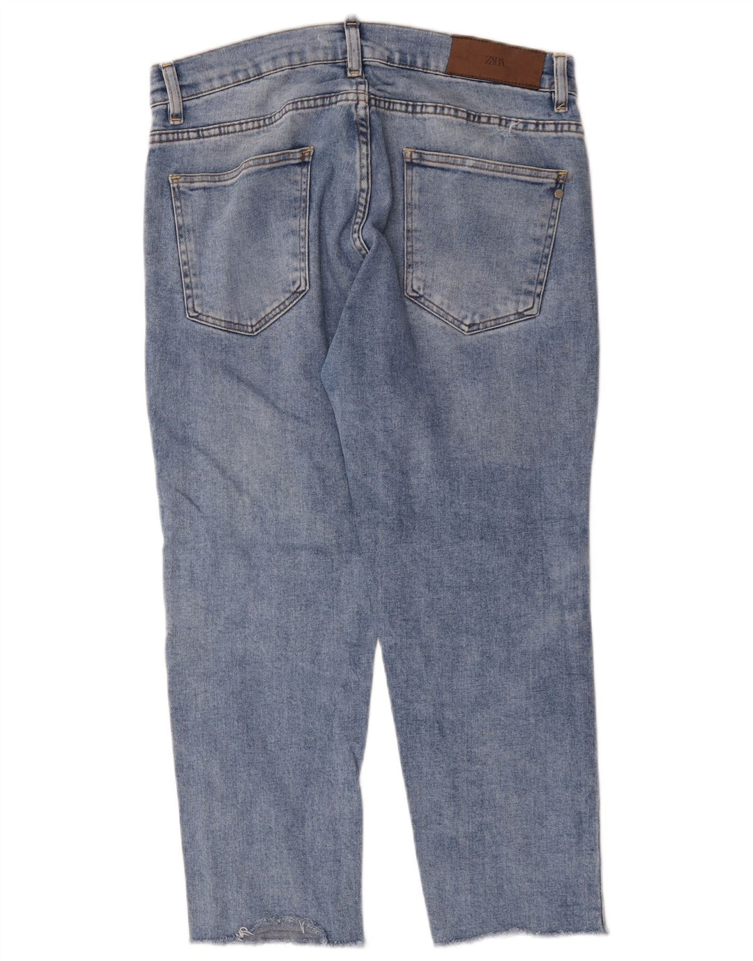 Zara Mens Cropped Jeans Large W32 L24 Blå