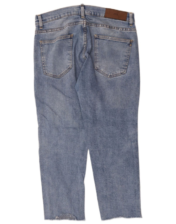 Zara Mens Cropped Jeans Large W32 L24 Blå