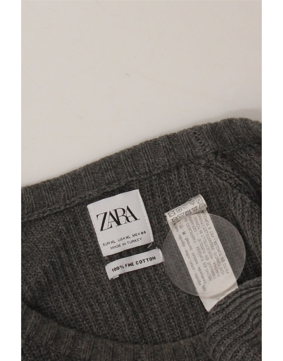 Zara Herre Boat Neck Jumper Sweater XL Grå Bomuld