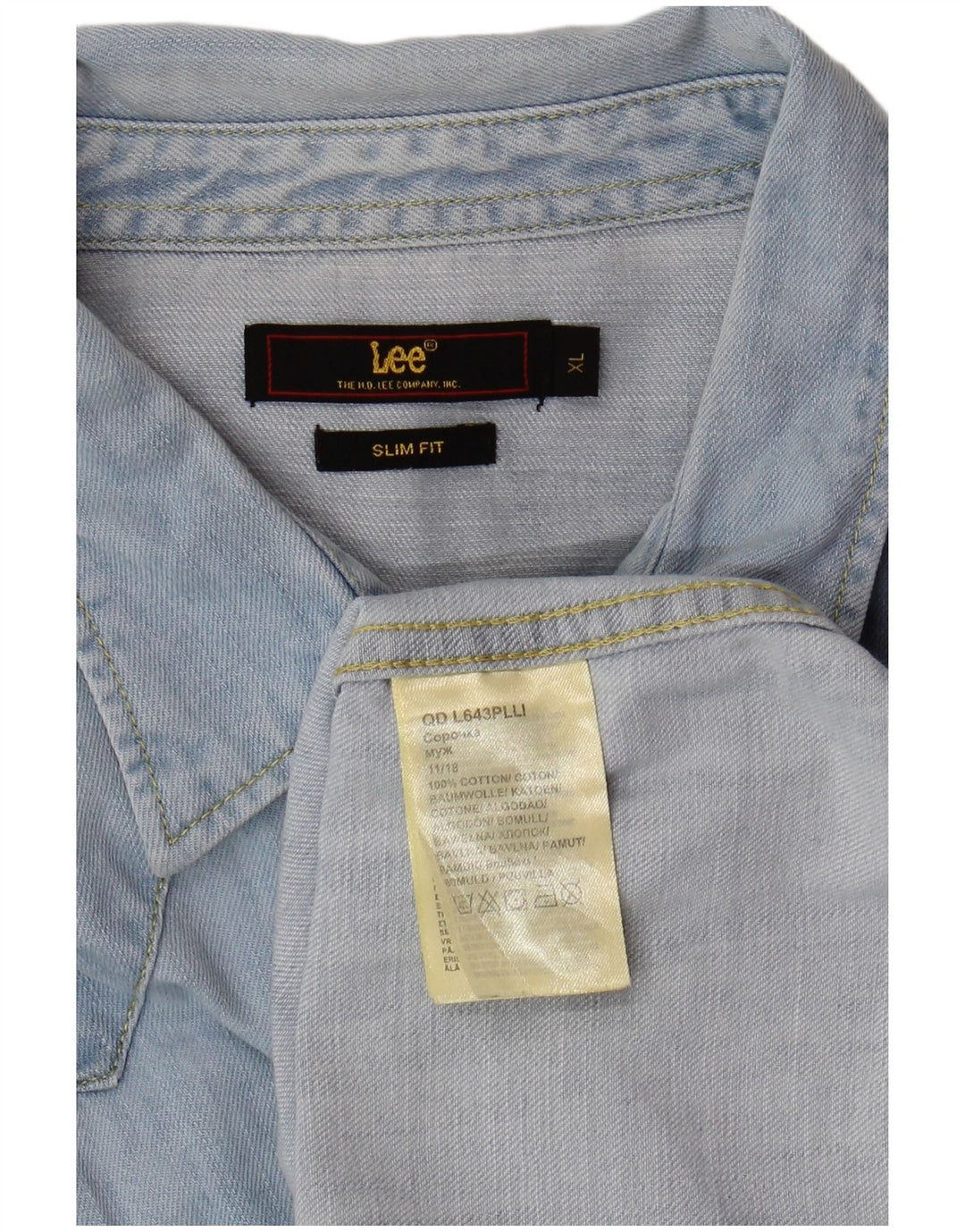 LEE Herre Slim Fit Denim Shirt XL Blå Bomuld