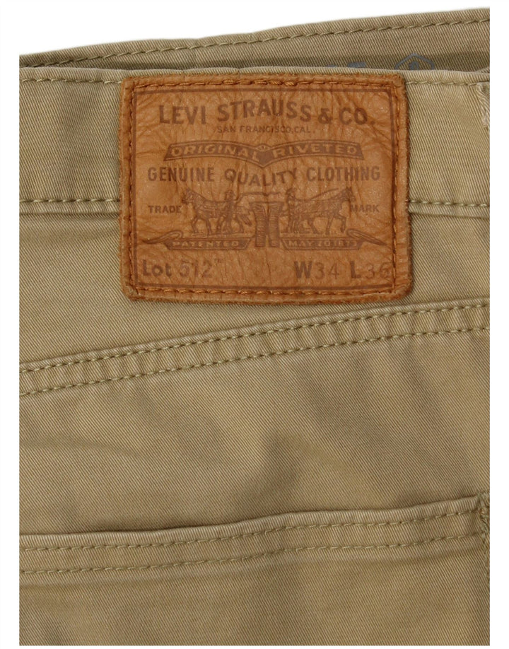 LEVI'S Herre 512 Slanke tilspidsede fritidsbukser W34 L36 Beige Bomuld