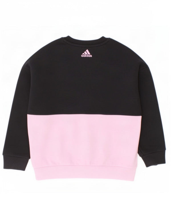 Adidas Girls Graphic Sweatshirt Jumper 5-6 år Sort Colourblock Bomuld