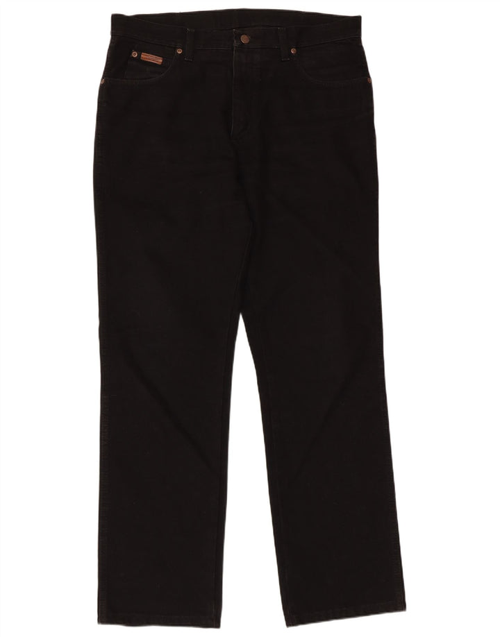 WRANGLER Herre Texas Straight Jeans W36 L32 Sort Bomuld