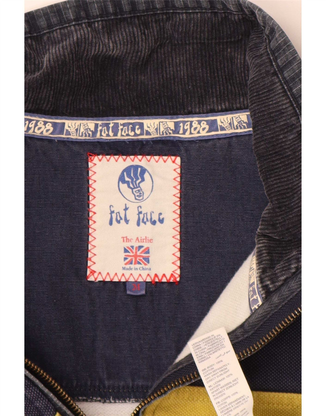 Fedt ansigt Herre lynlås-sweatshirt Jumper Medium Navy Blue Colourblock