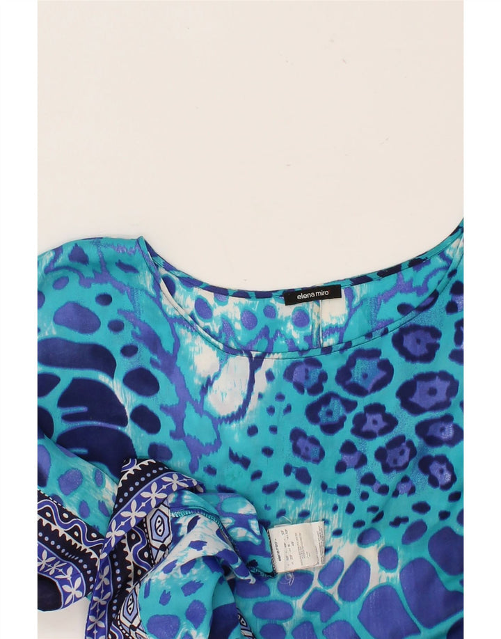 ELENA MIRO Womens Blouse Top UK 20 2XL Blue Animal Print Polyester Vintage ELENA MIRO and Second-Hand ELENA MIRO from Messina Hembry 