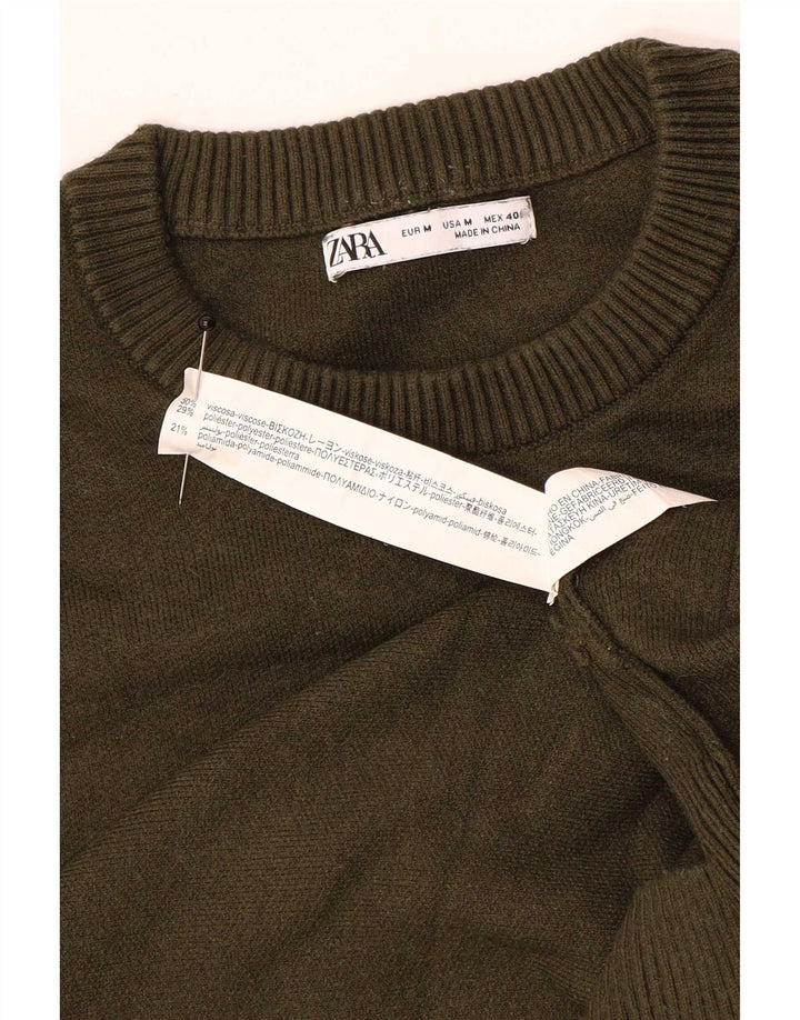Zara sweater med rund hals til mænd Medium Khaki Viscose