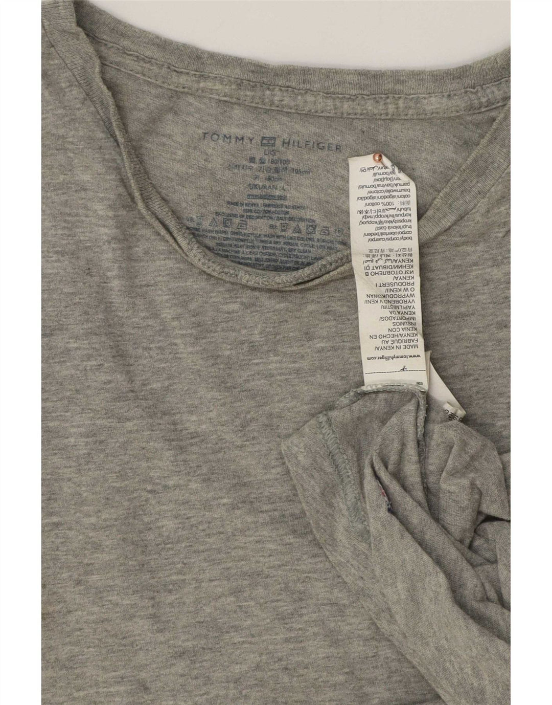 Tommy Hilfiger Herre T-Shirt Top Stor Grå Bomuld