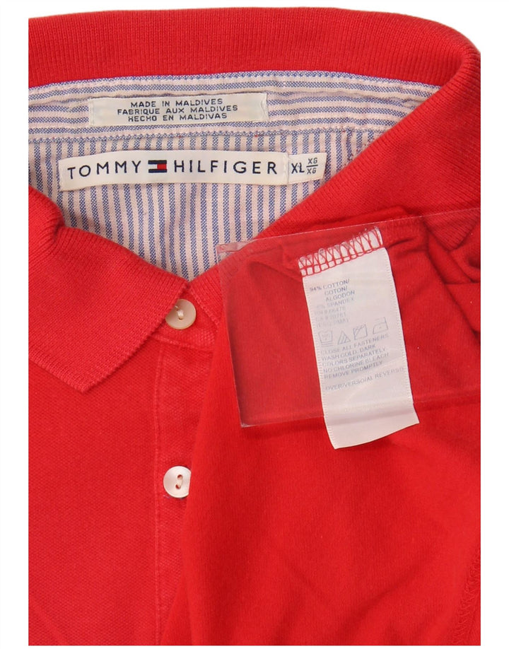 TOMMY HILFIGER Dame poloshirt UK 18 XL Rød Bomuld