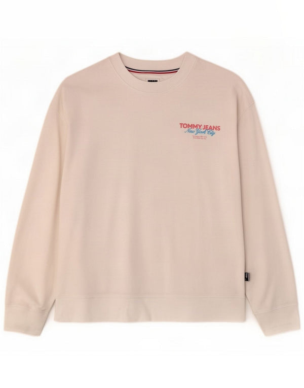 Tommy Hilfiger Grafisk Sweatshirt Jumper til kvinder UK 14 Medium Hvid Bomuld