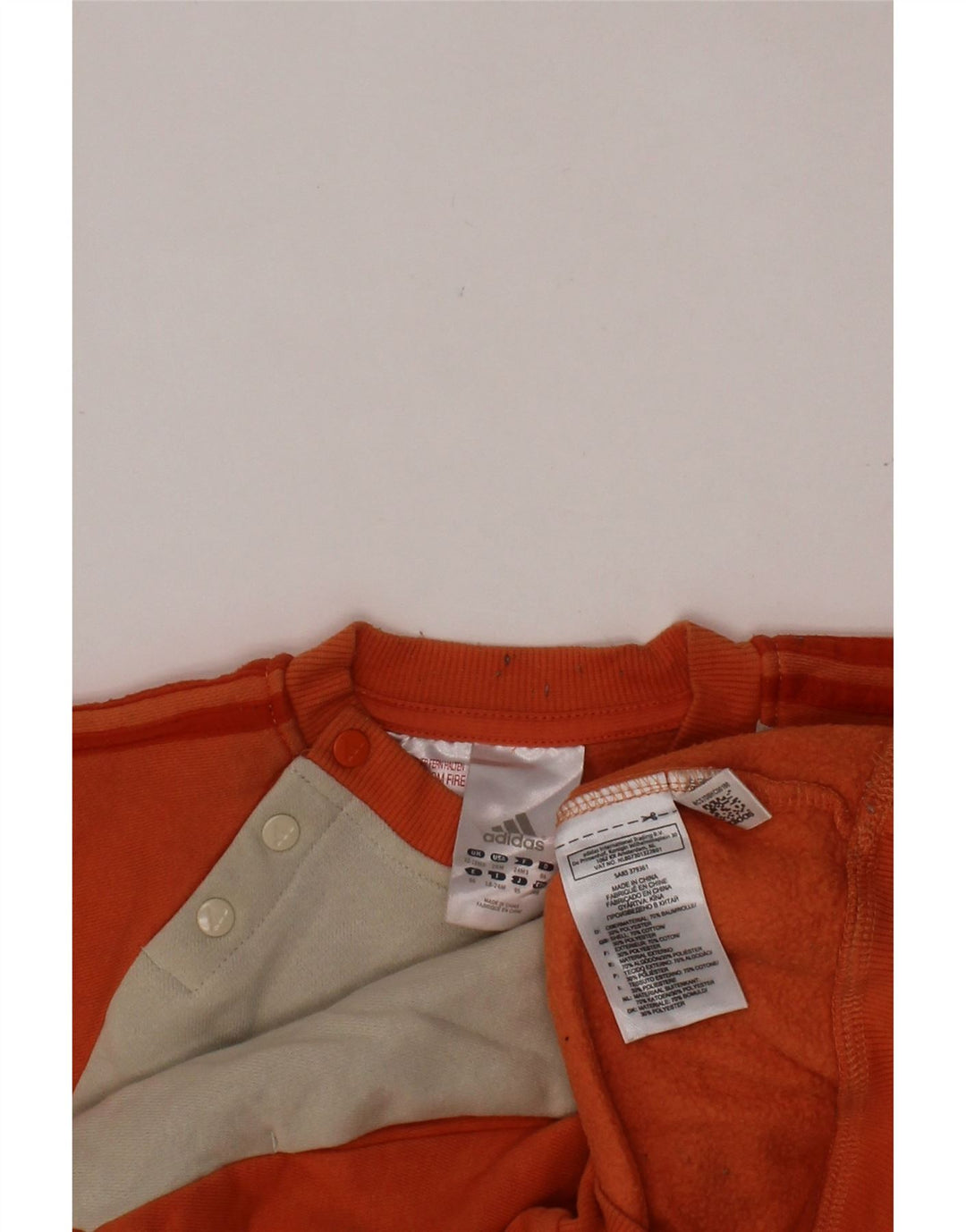 ADIDAS Baby Girls Sweatshirt Jumper 12-18 måneder Orange Colourblock Bomuld