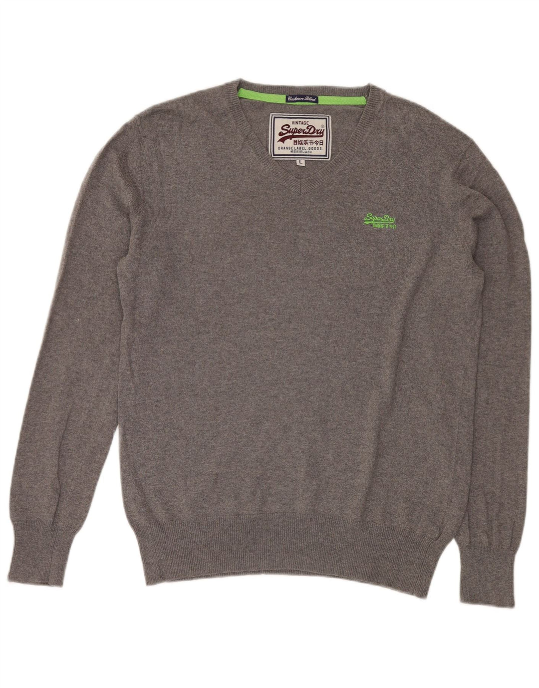 SUPERDRY Herre V-hals sweater Stor grå bomuld