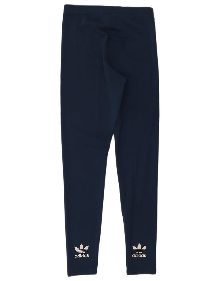 Adidas Dame Grafiske Leggings UK 10 Small Navy Blue Polyester
