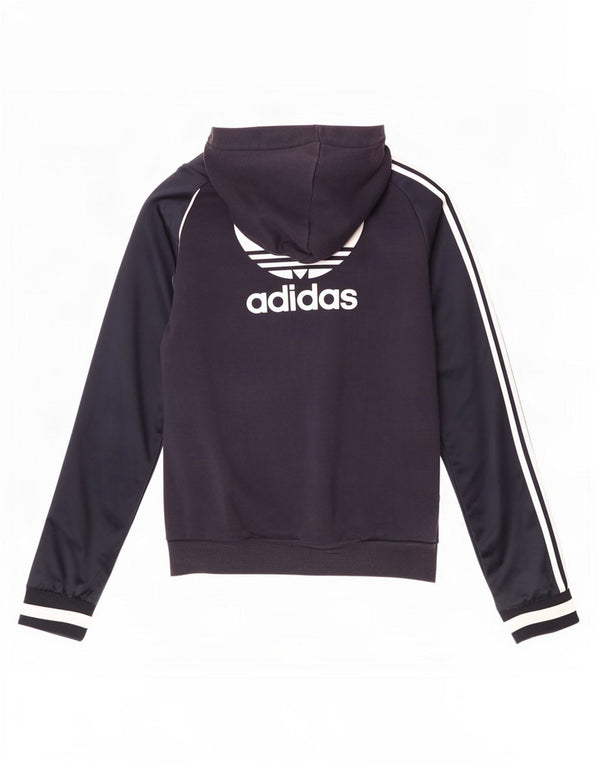 Adidas Dame Hættetræningsdragt Topjakke UK 10 Small Navy Blue Polyester