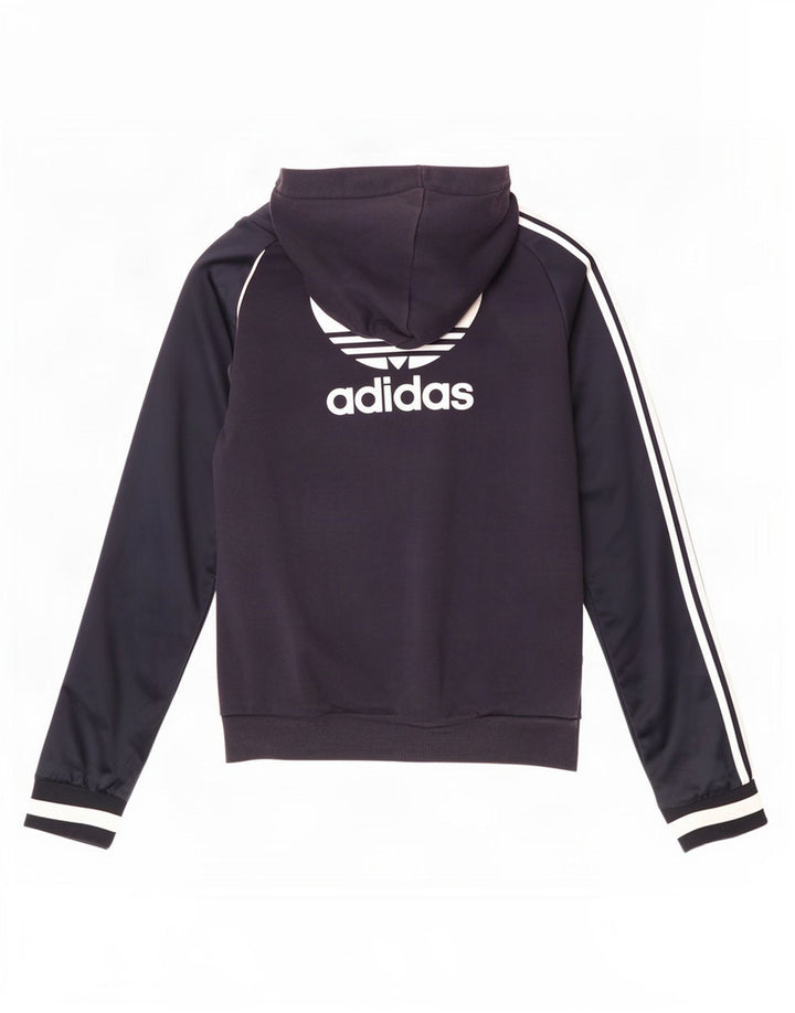 Adidas Dame Hættetræningsdragt Topjakke UK 10 Small Navy Blue Polyester